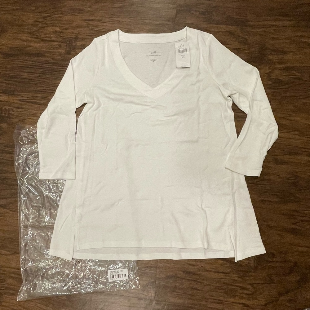 NWT J. Jill Pima 3/4 Sleeve V-Neck Top